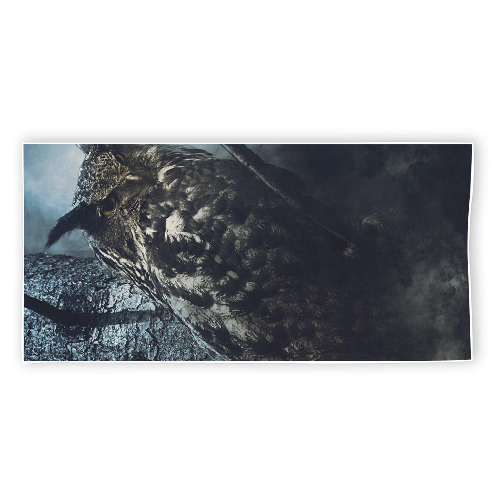 Owl At Night Print Beach Towel