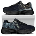 Owl At Night Print Black Chunky Shoes