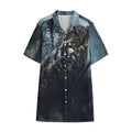 Owl At Night Print Cotton Hawaiian Shirt