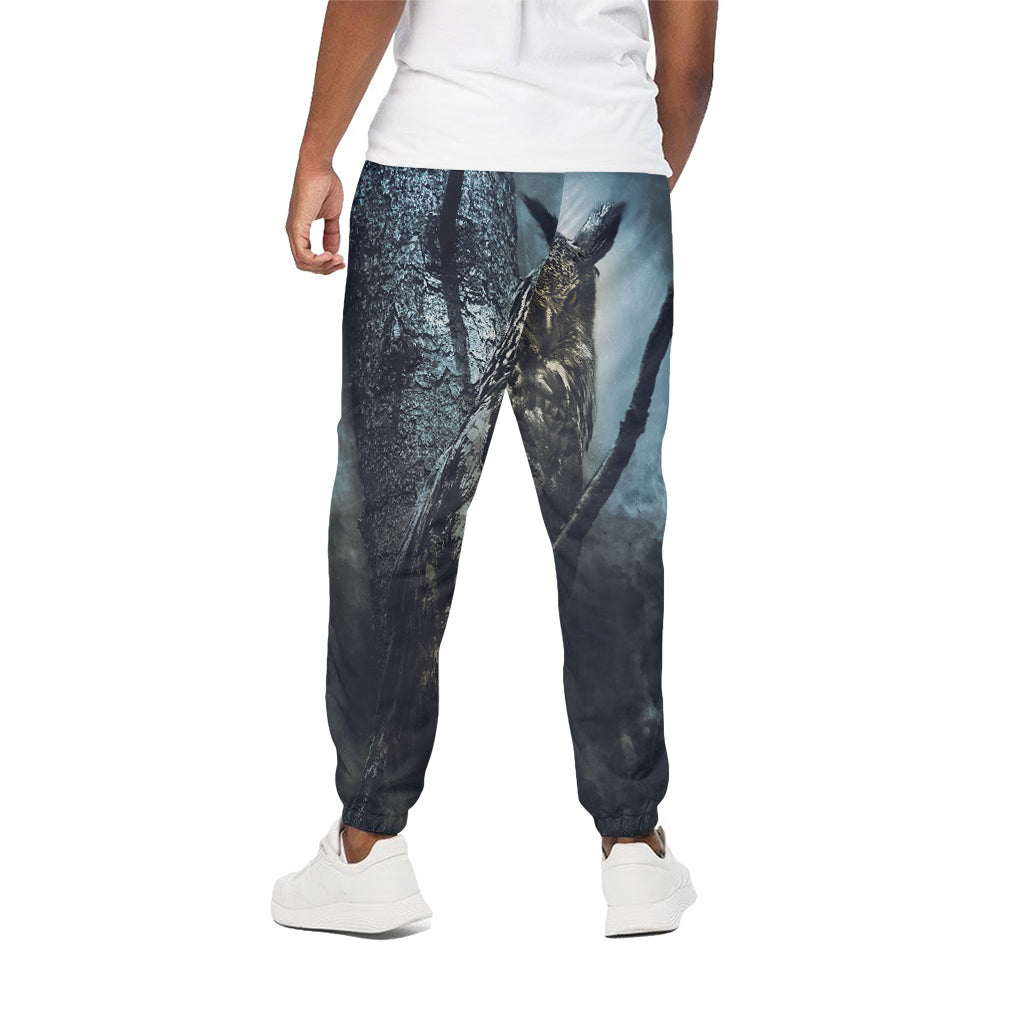 Owl At Night Print Cotton Pants