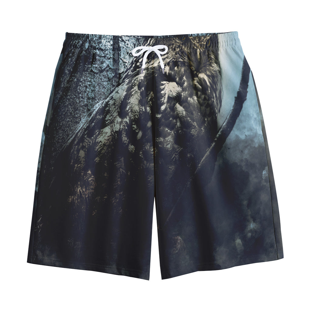 Owl At Night Print Cotton Shorts