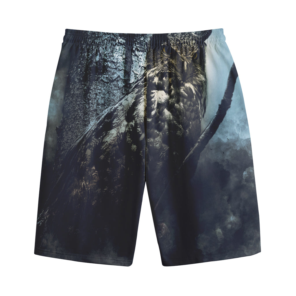 Owl At Night Print Cotton Shorts