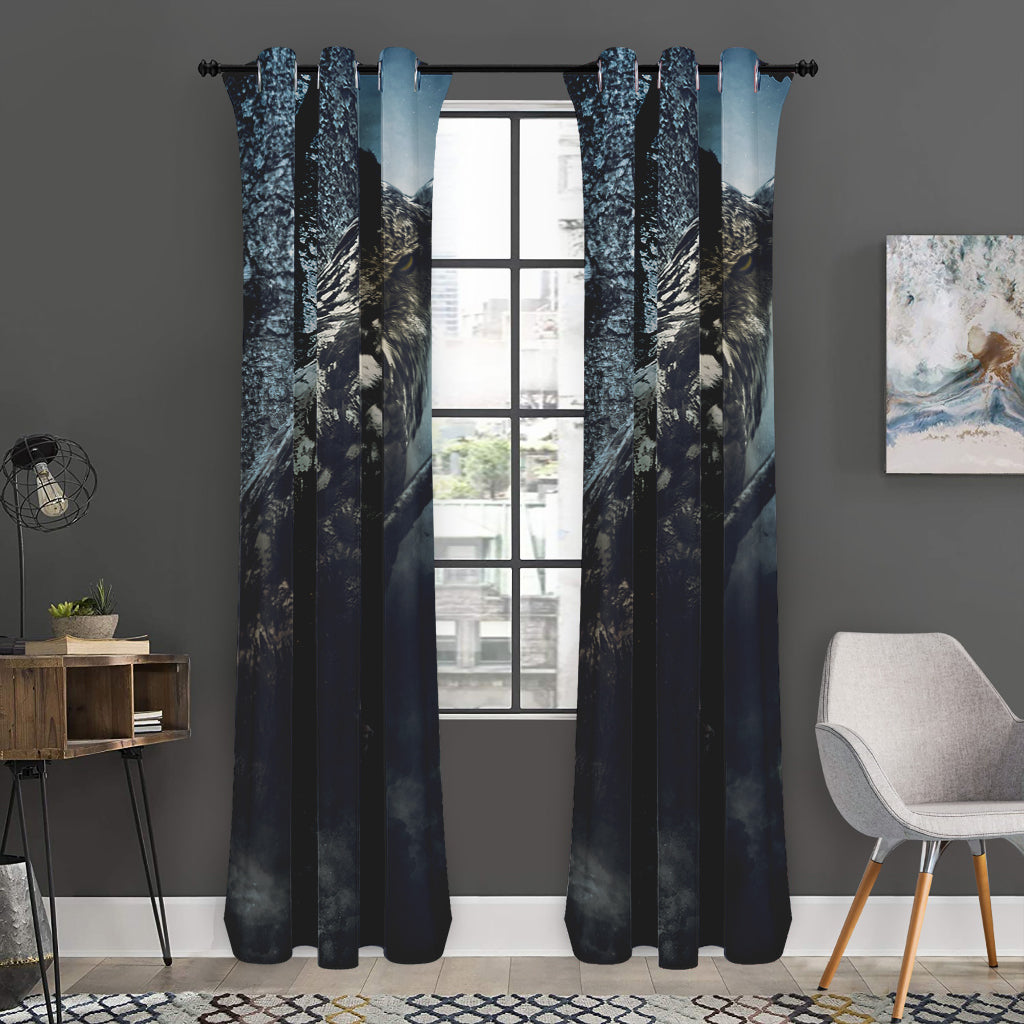 Owl At Night Print Curtain