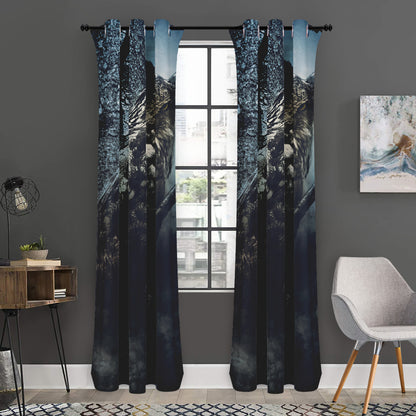 Owl At Night Print Curtain