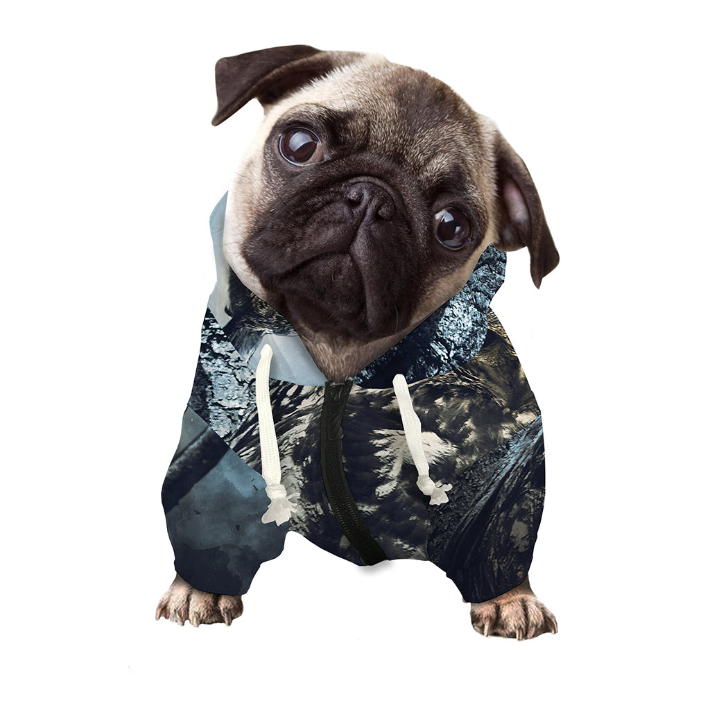 Owl At Night Print Dog Zip Up Hoodie