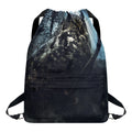 Owl At Night Print Drawstring Backpack