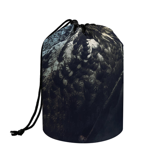 Owl At Night Print Drawstring Makeup Bag