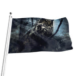 Owl At Night Print Flag