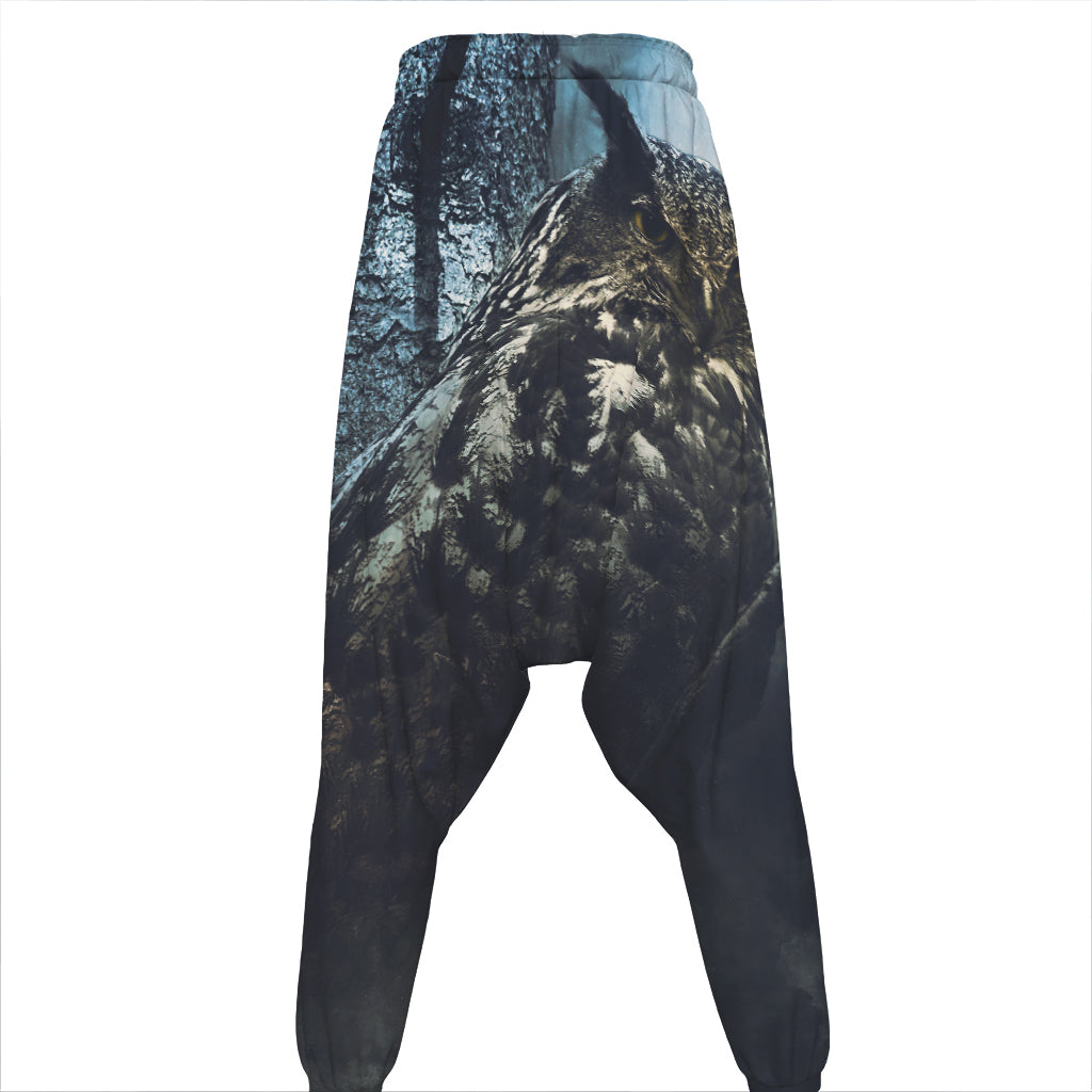 Owl At Night Print Hammer Pants