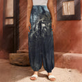 Owl At Night Print Harem Pants