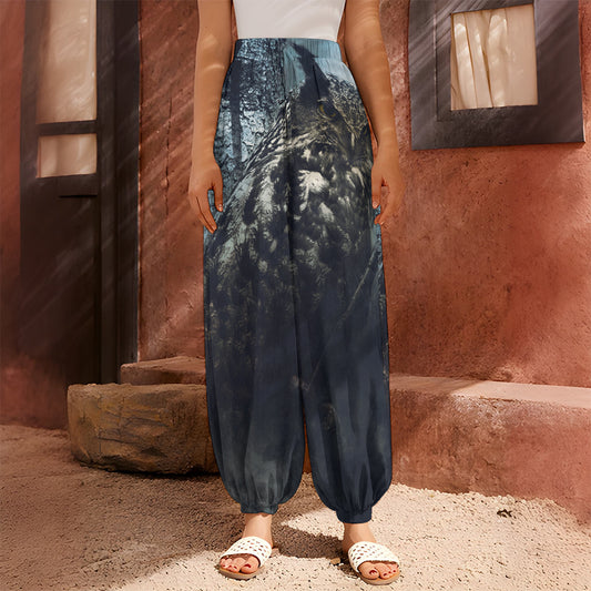 Owl At Night Print Harem Pants
