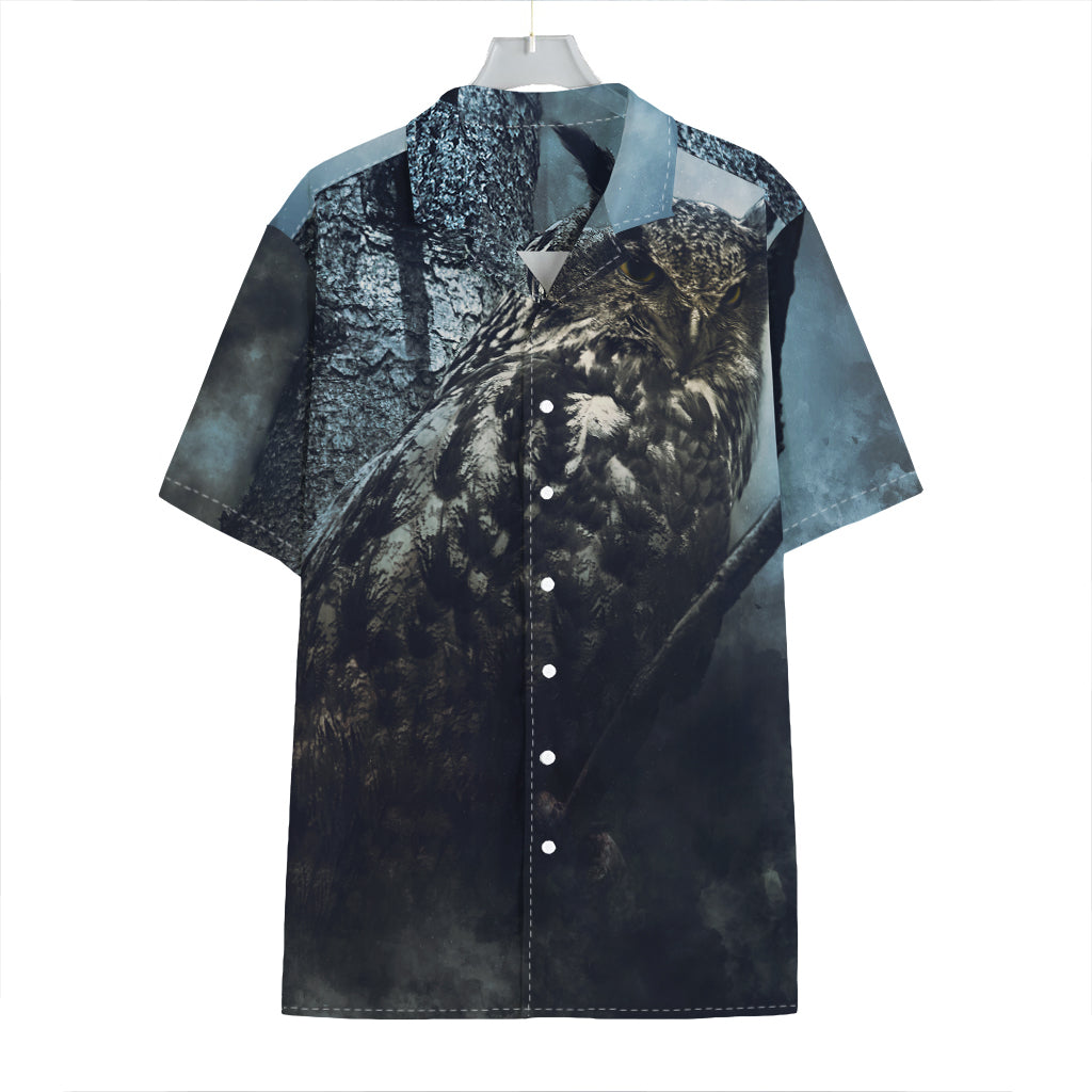 Owl At Night Print Hawaiian Shirt
