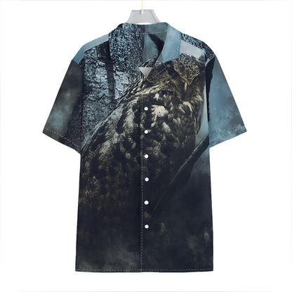 Owl At Night Print Hawaiian Shirt