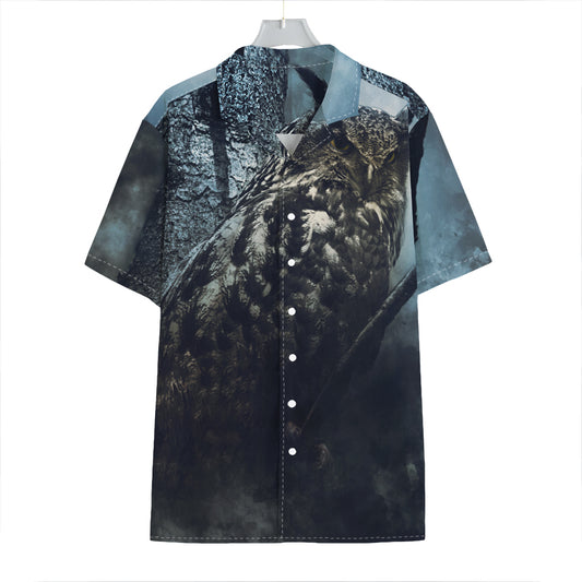 Owl At Night Print Hawaiian Shirt