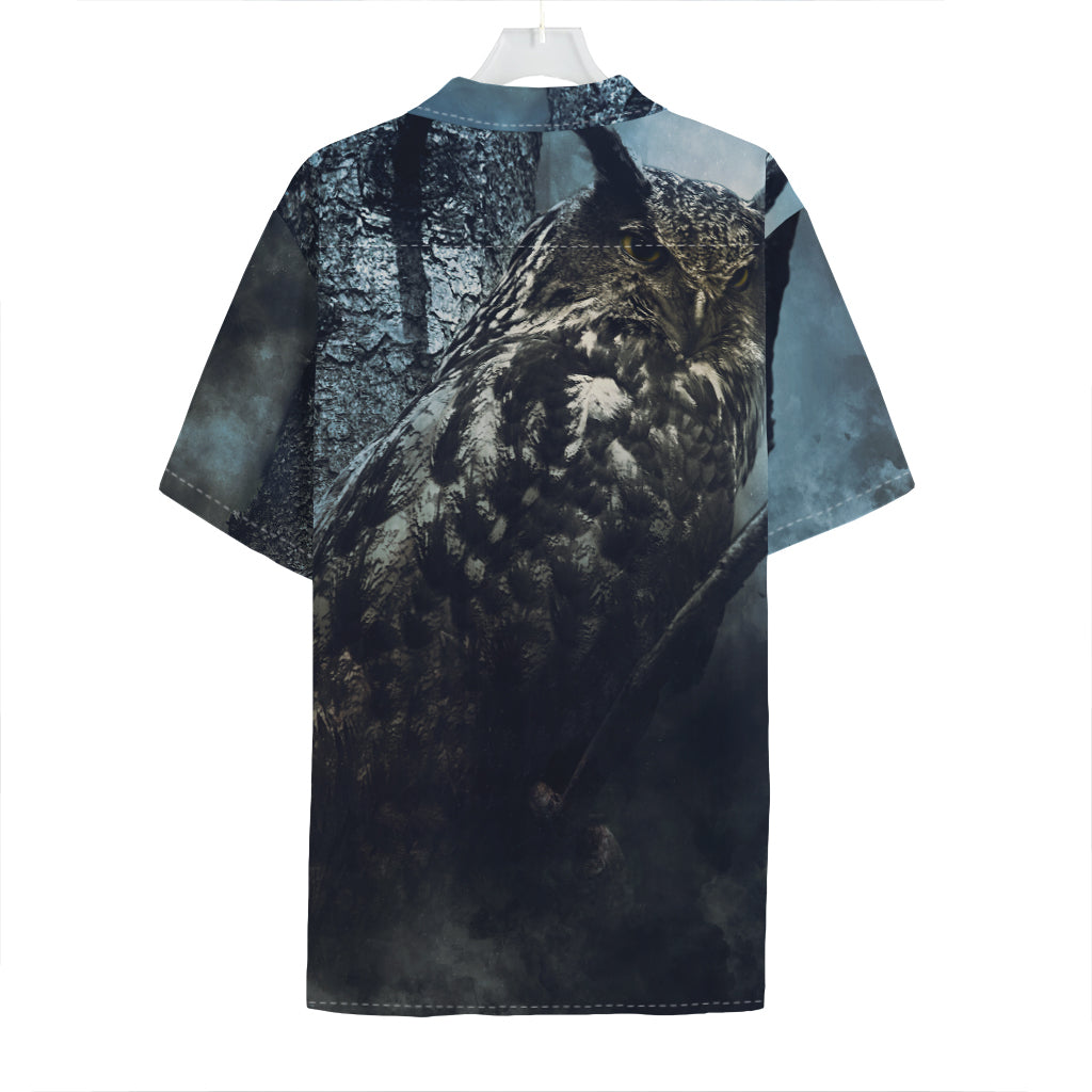 Owl At Night Print Hawaiian Shirt