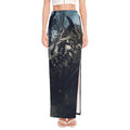Owl At Night Print High Slit Maxi Skirt
