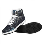 Owl At Night Print High Top Leather Sneakers