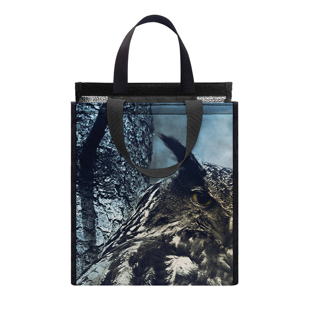 Owl At Night Print Insulated Lunch Tote