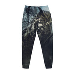 Owl At Night Print Jogger Pants