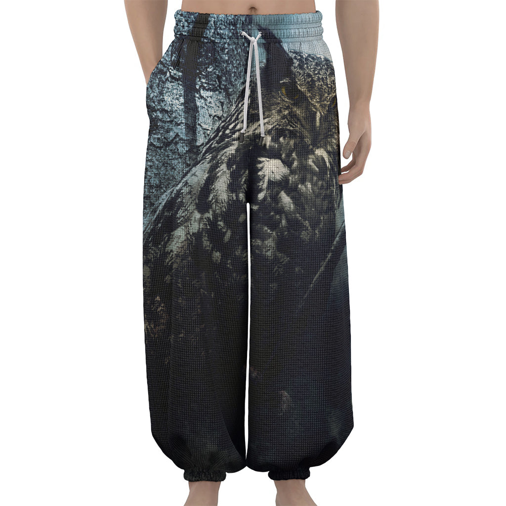 Owl At Night Print Lantern Pants