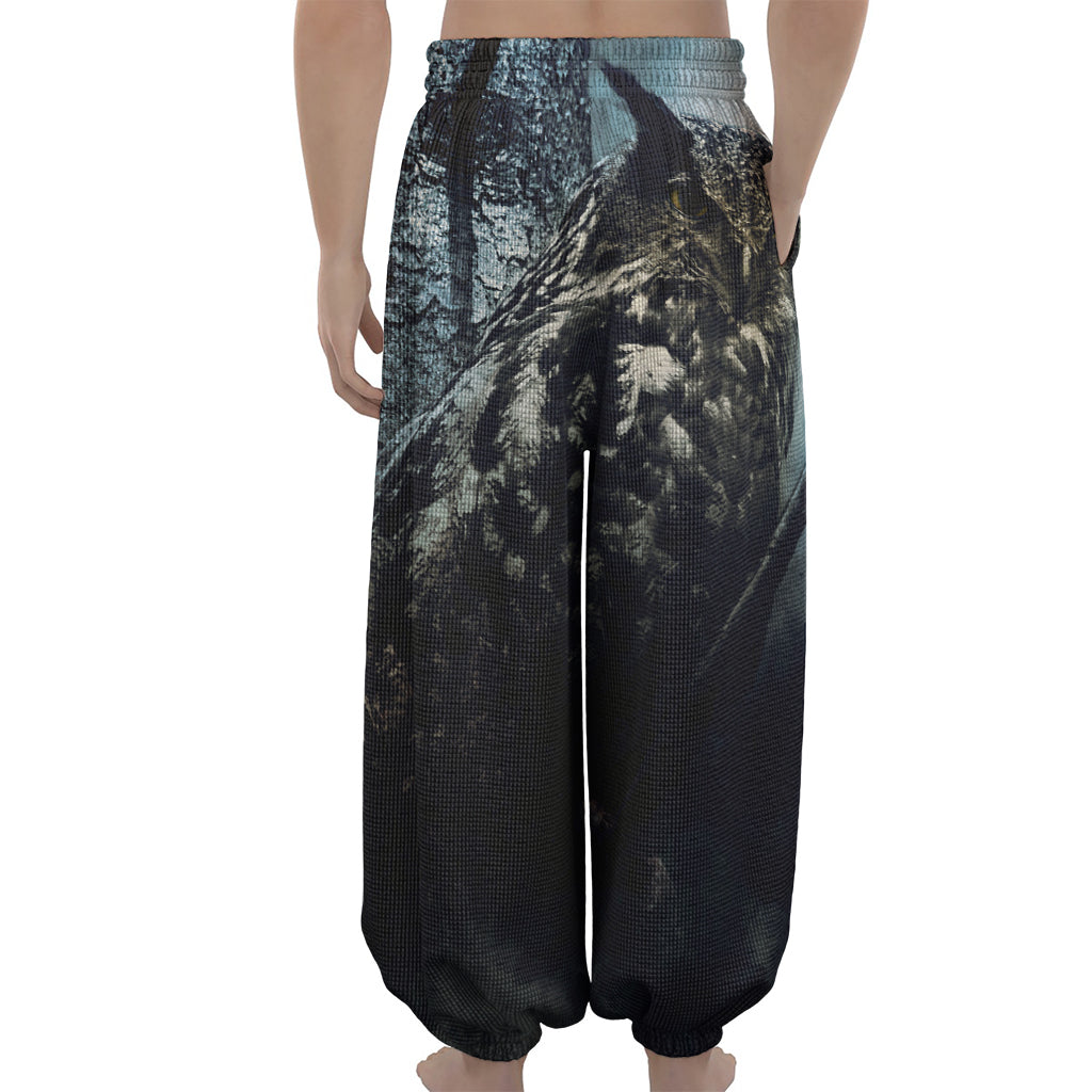 Owl At Night Print Lantern Pants
