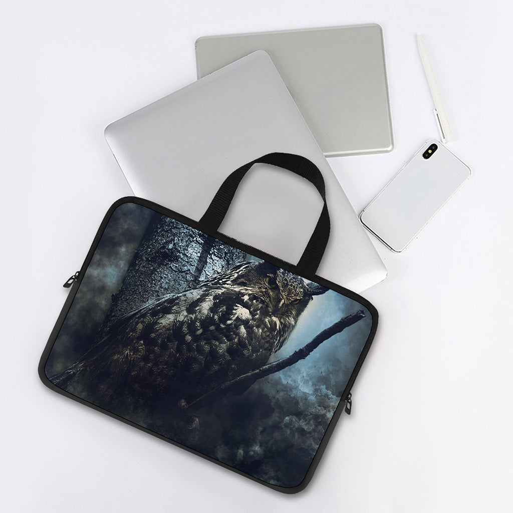 Owl At Night Print Laptop Sleeve With Handle