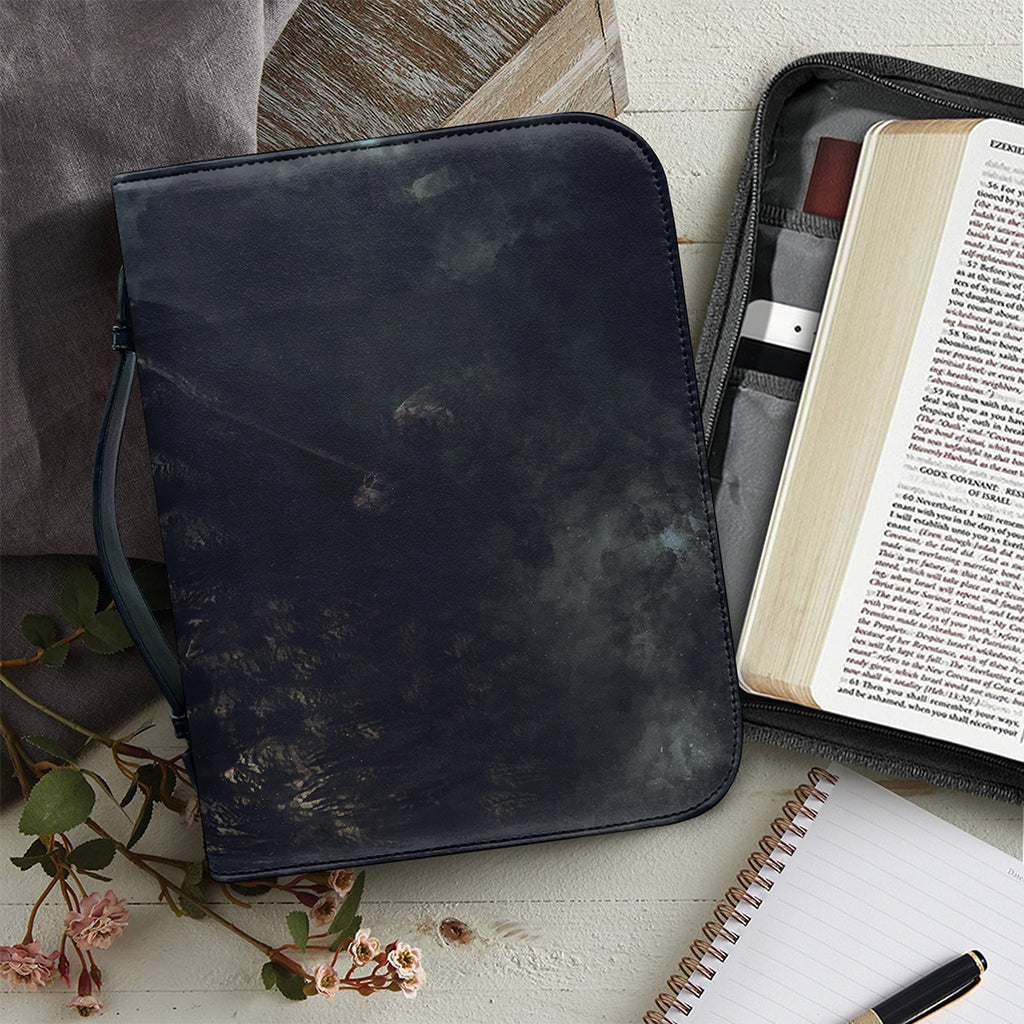 Owl At Night Print Leather Bible Cover