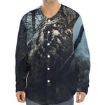 Owl At Night Print Long Sleeve Baseball Jersey