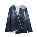 Owl At Night Print Long Sleeve Short Coat