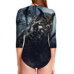Owl At Night Print Long Sleeve Swimsuit