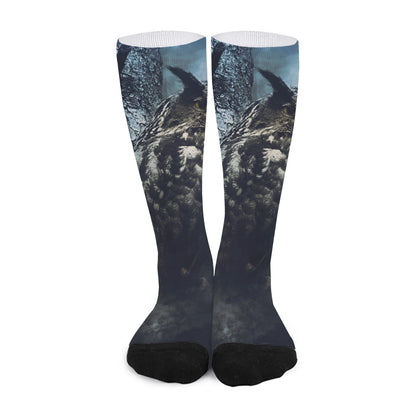 Owl At Night Print Long Socks
