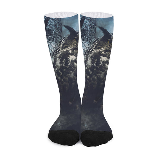 Owl At Night Print Long Socks