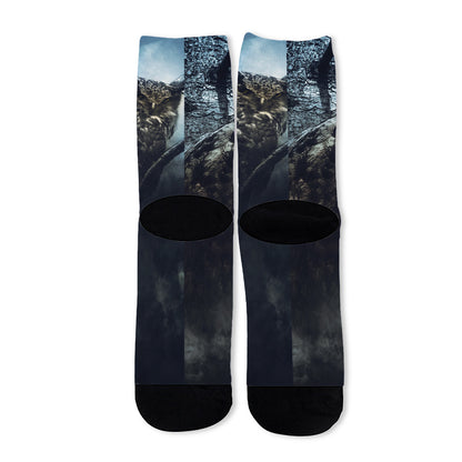 Owl At Night Print Long Socks