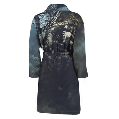 Owl At Night Print Men's Bathrobe