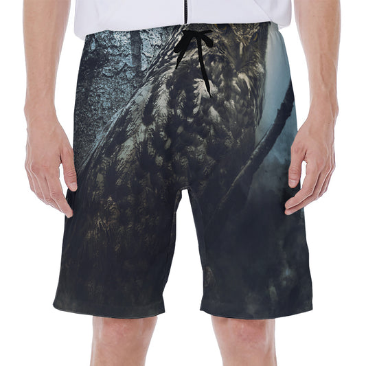 Owl At Night Print Men's Beach Shorts