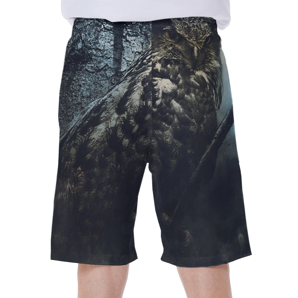 Owl At Night Print Men's Beach Shorts