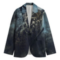 Owl At Night Print Men's Blazer