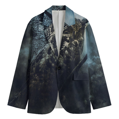 Owl At Night Print Men's Blazer