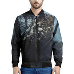 Owl At Night Print Men's Bomber Jacket
