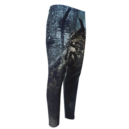 Owl At Night Print Men's Compression Pants