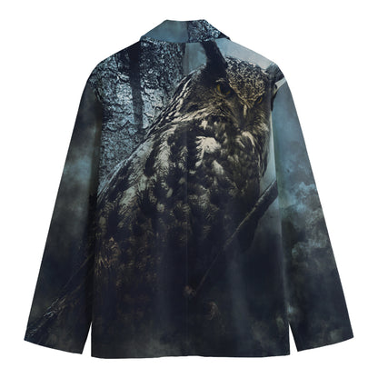 Owl At Night Print Men's Cotton Blazer