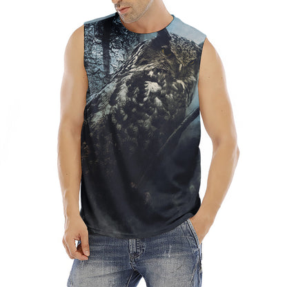 Owl At Night Print Men's Fitness Tank Top