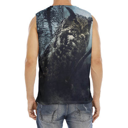Owl At Night Print Men's Fitness Tank Top