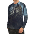 Owl At Night Print Men's Long Sleeve Rash Guard