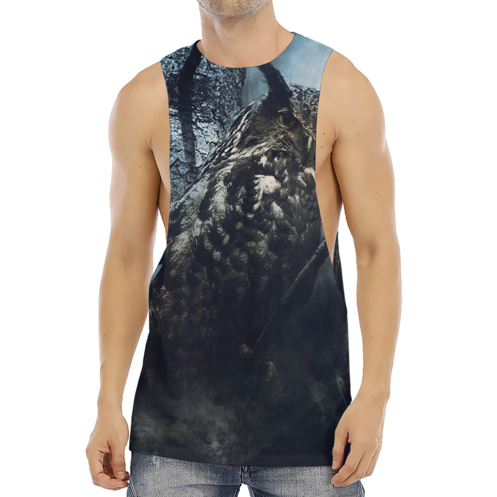 Owl At Night Print Men's Muscle Tank Top