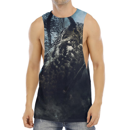 Owl At Night Print Men's Muscle Tank Top