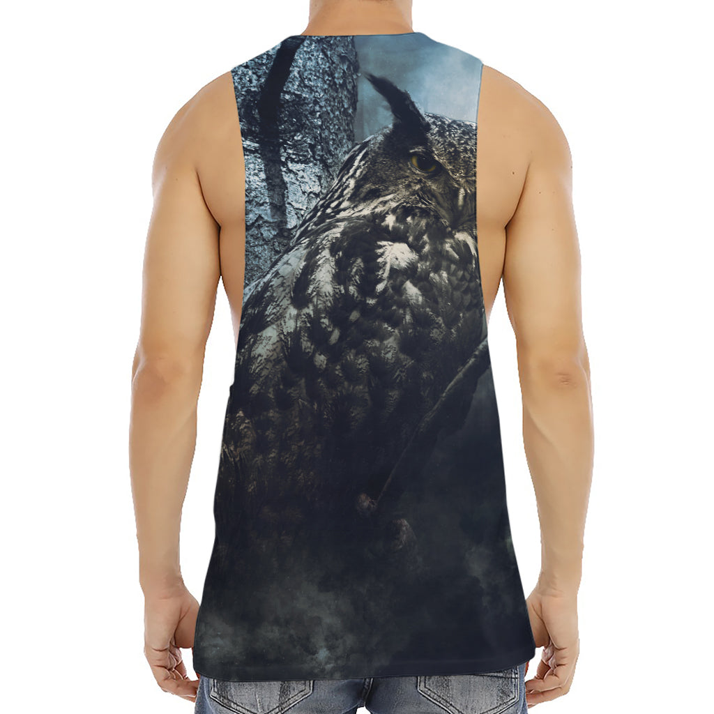 Owl At Night Print Men's Muscle Tank Top