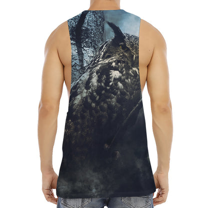 Owl At Night Print Men's Muscle Tank Top