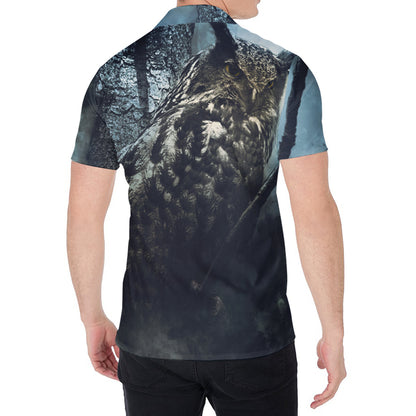 Owl At Night Print Men's Shirt