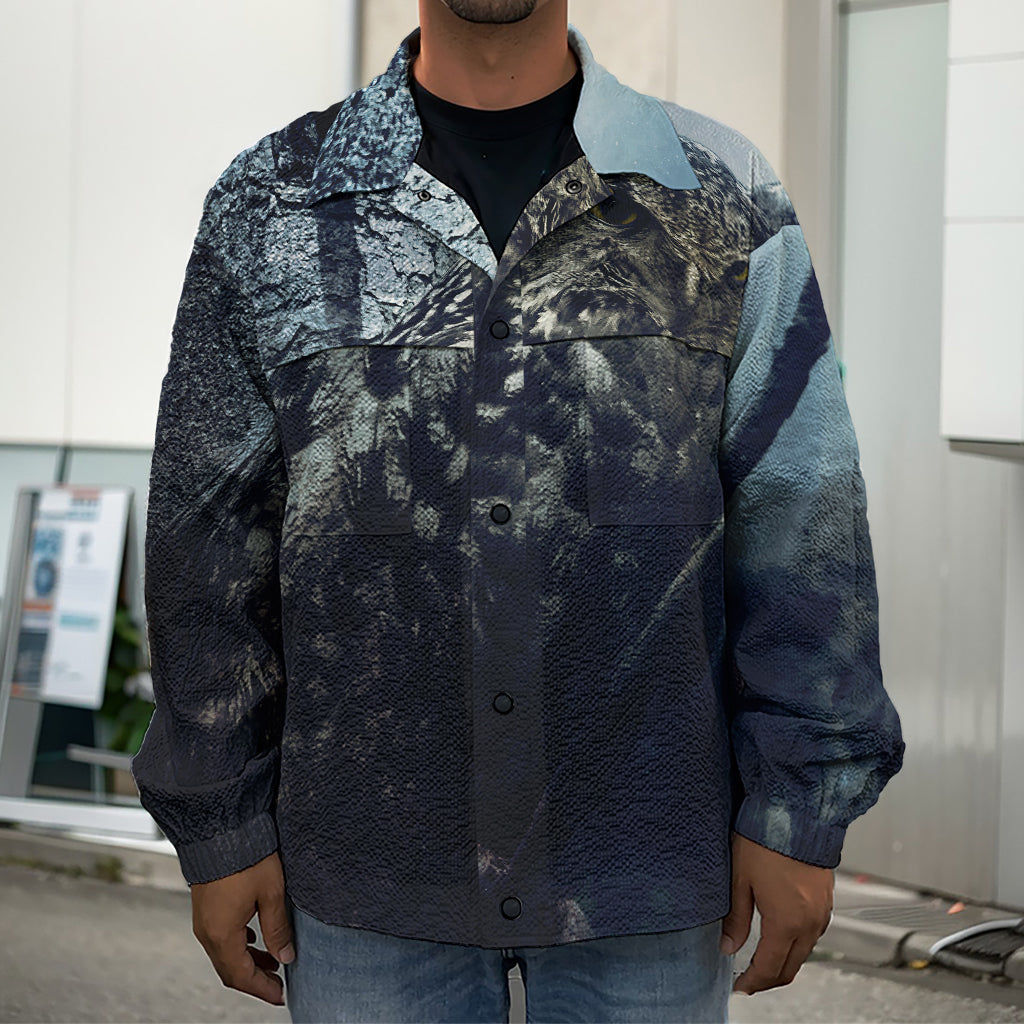 Owl At Night Print Men's Shirt Jacket
